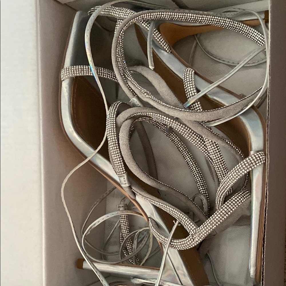 Dream Pairs Silver Strappy Heels